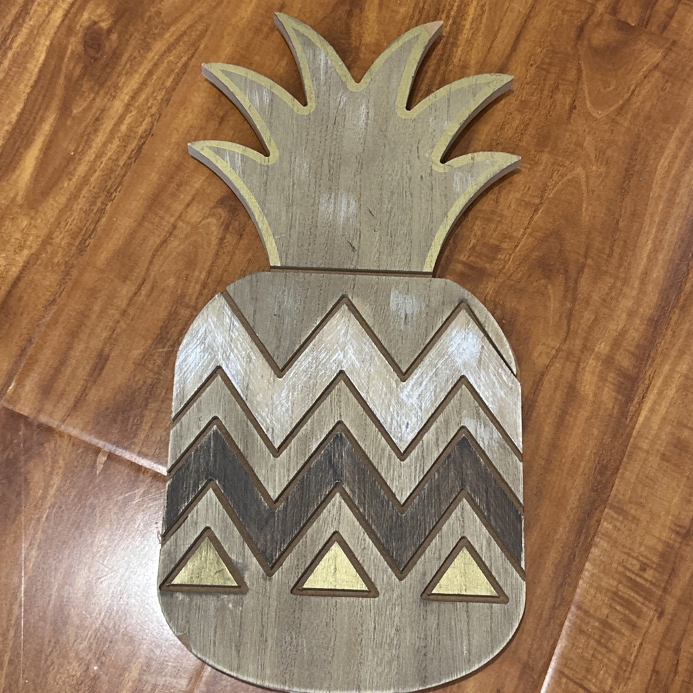 Wall Art Pineapple Wooden Chevron Pineapple‎ Home Wall Decor 16 Inches